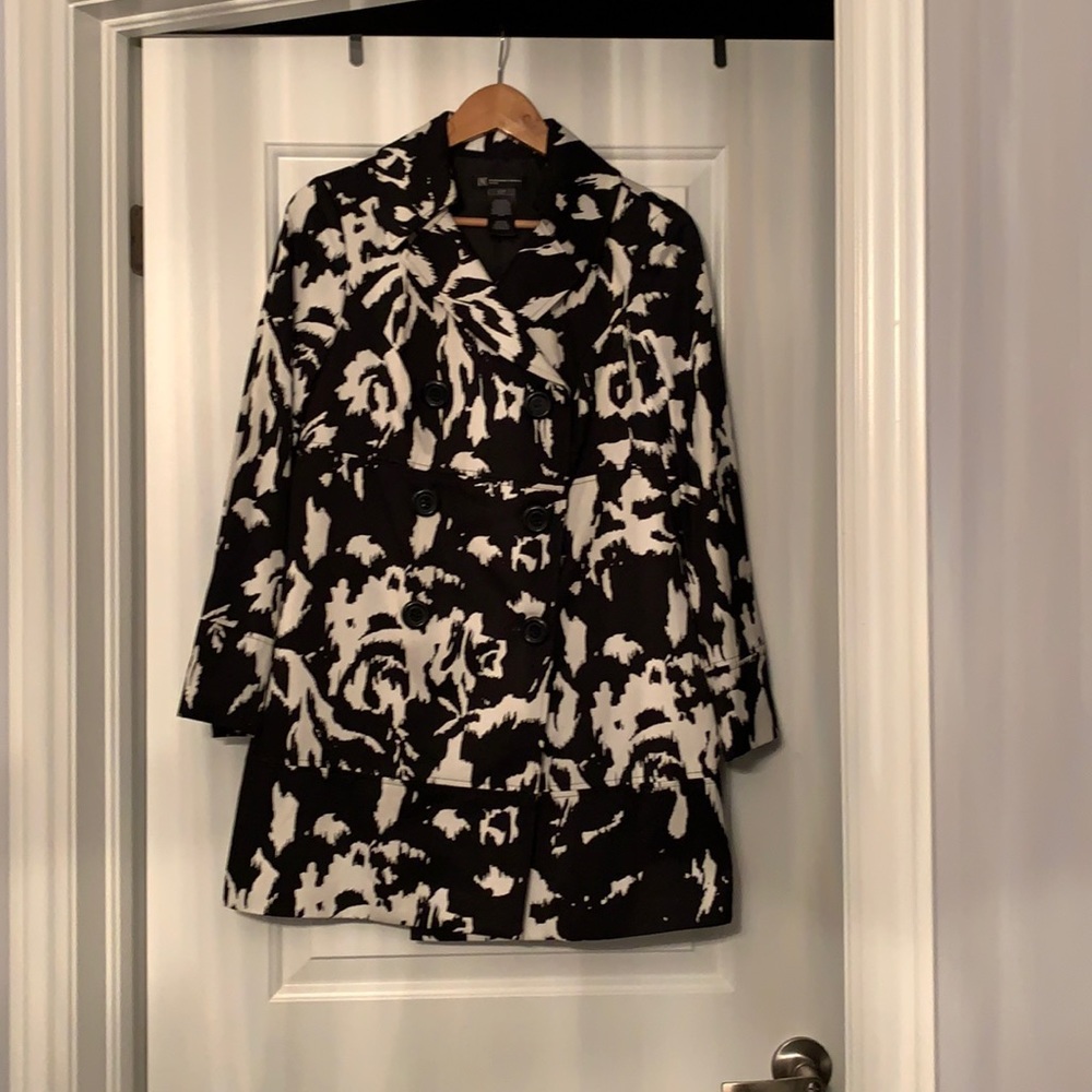 INC Black and White Trench Coat